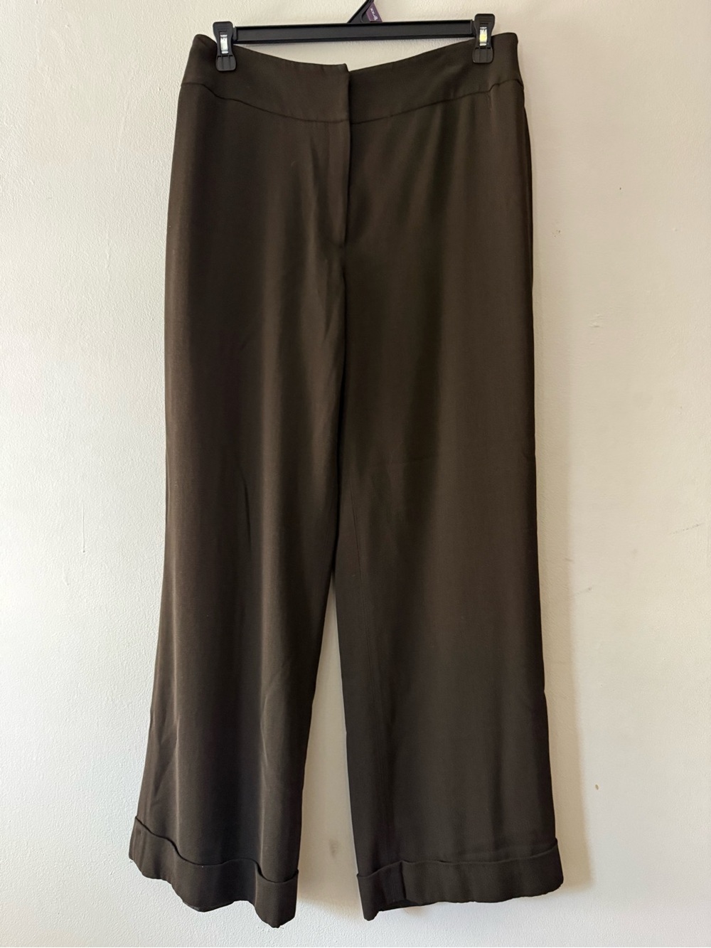 Anne Klein New York Brown Virgin Wool Blend Wide Leg Pants - Size 14 - Picture 2 of 10